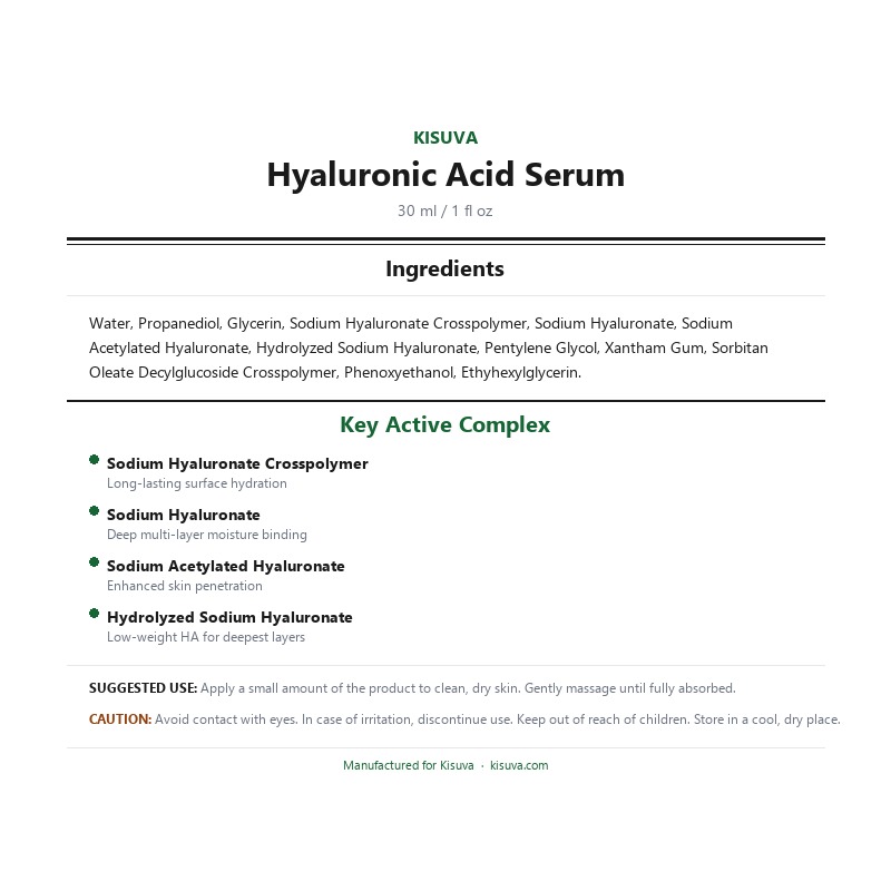 Hyaluronic Acid Serum - Supplement Facts