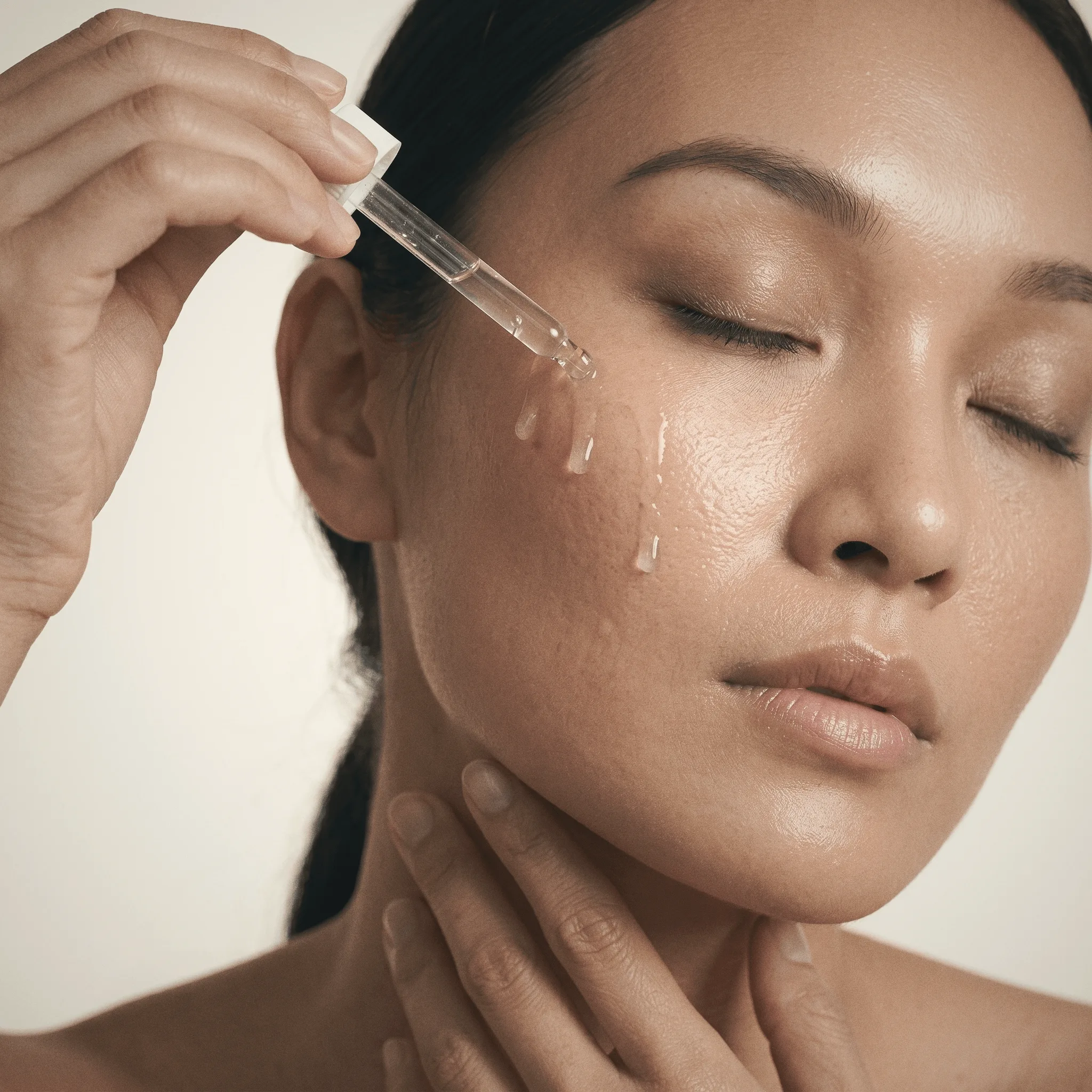 Woman applying Kisuva Retinol Serum