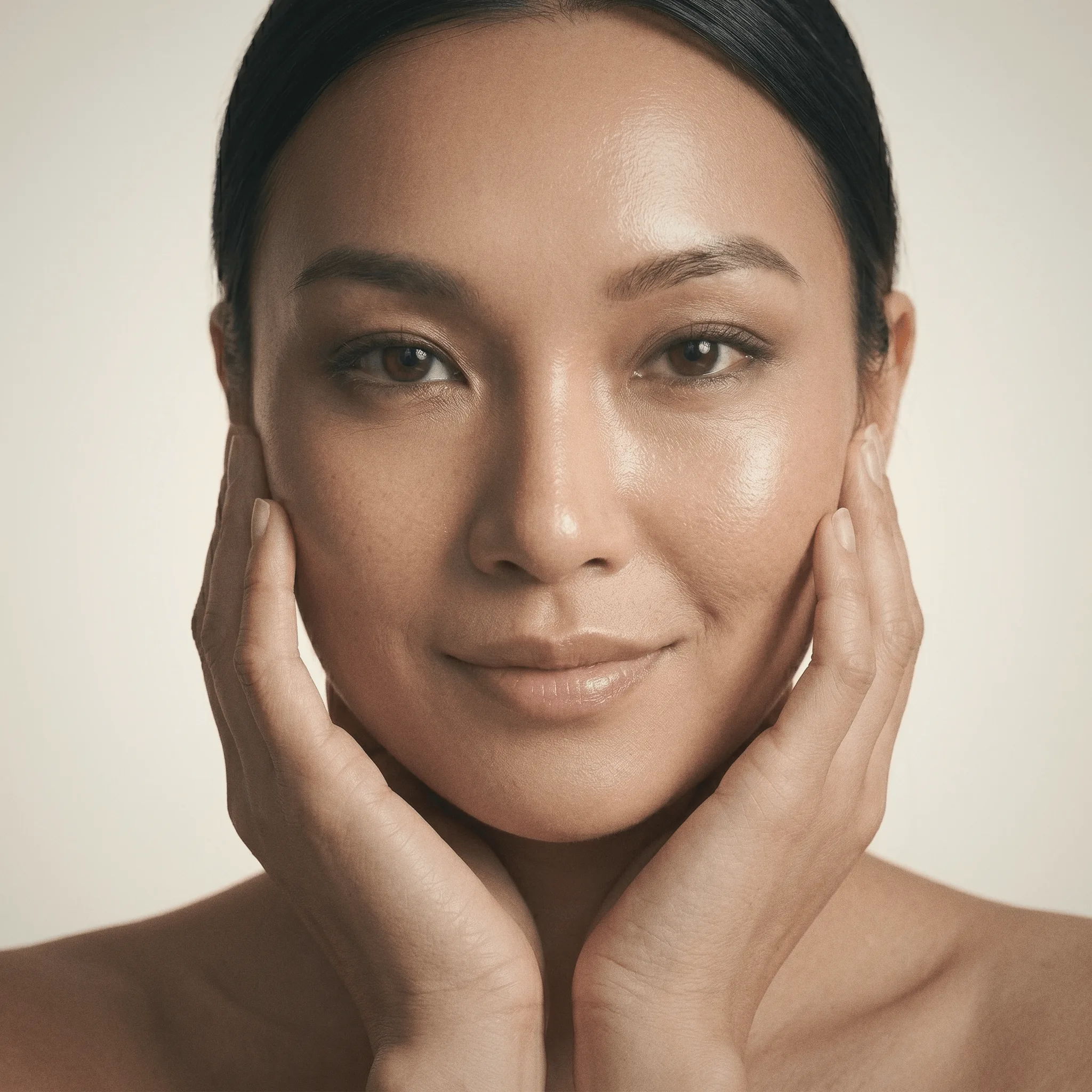 Woman with smooth firm skin after using Retinol Serum