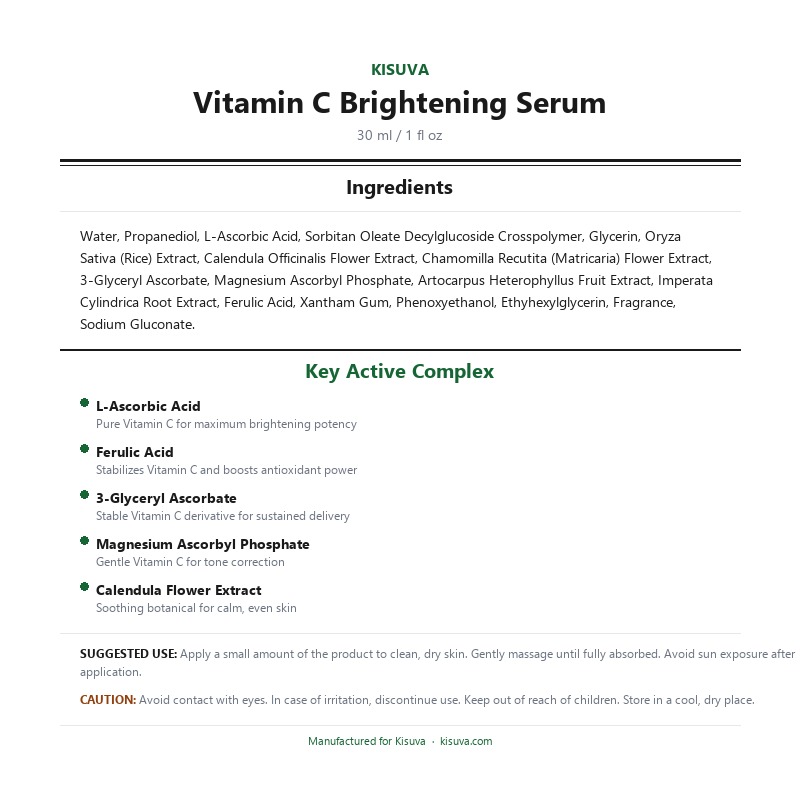 Vitamin C Serum - Supplement Facts